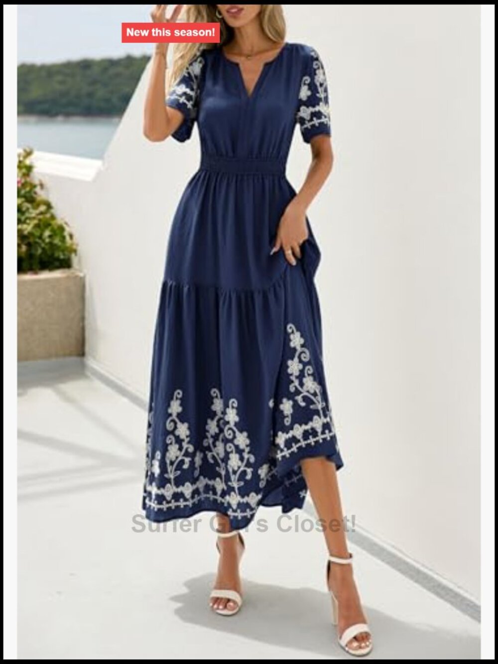 Boho Floral Short Sleeve V Neck Maxi Dress Wedding Guest - Picture 3 of 7